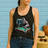 Funny Bigfoot Sasquatch Billiards Pool Player Womens Tank Top