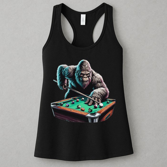 Funny Bigfoot Sasquatch Billiards Pool Player Womens Tank Top