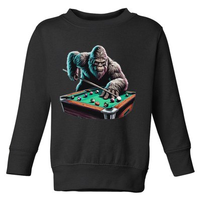 Funny Bigfoot Sasquatch Billiards Pool Player Toddler Sweatshirt
