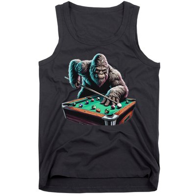 Funny Bigfoot Sasquatch Billiards Pool Player Tank Top