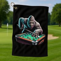 Funny Bigfoot Sasquatch Billiards Pool Player Golf Towel