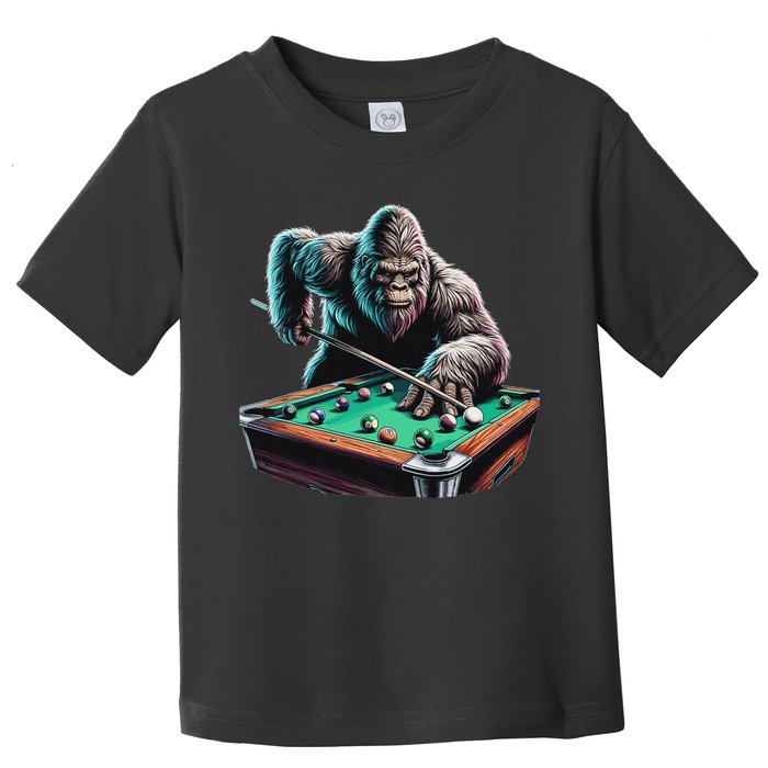 Funny Bigfoot Sasquatch Billiards Pool Player Toddler T-Shirt