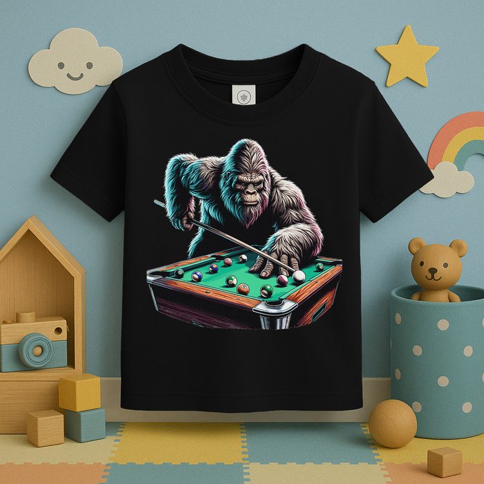 Funny Bigfoot Sasquatch Billiards Pool Player Toddler T-Shirt