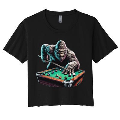 Funny Bigfoot Sasquatch Billiards Pool Player Crop Top
