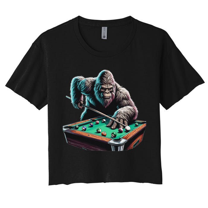 Funny Bigfoot Sasquatch Billiards Pool Player Crop Top