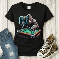 Funny Bigfoot Sasquatch Billiards Pool Player Womens T-Shirt