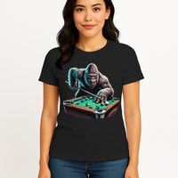 Funny Bigfoot Sasquatch Billiards Pool Player Womens T-Shirt