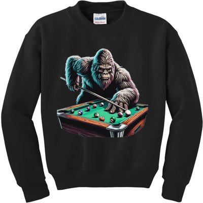 Funny Bigfoot Sasquatch Billiards Pool Player Kids Sweatshirt