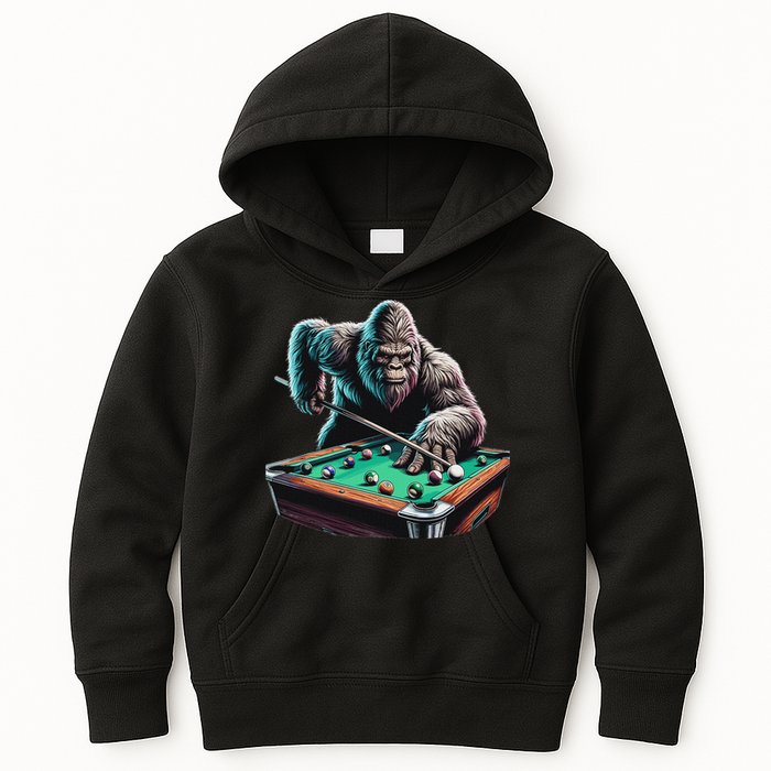 Funny Bigfoot Sasquatch Billiards Pool Player Kids Hoodie
