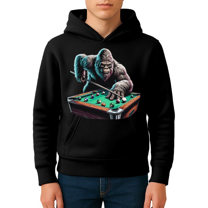 Funny Bigfoot Sasquatch Billiards Pool Player Kids Hoodie