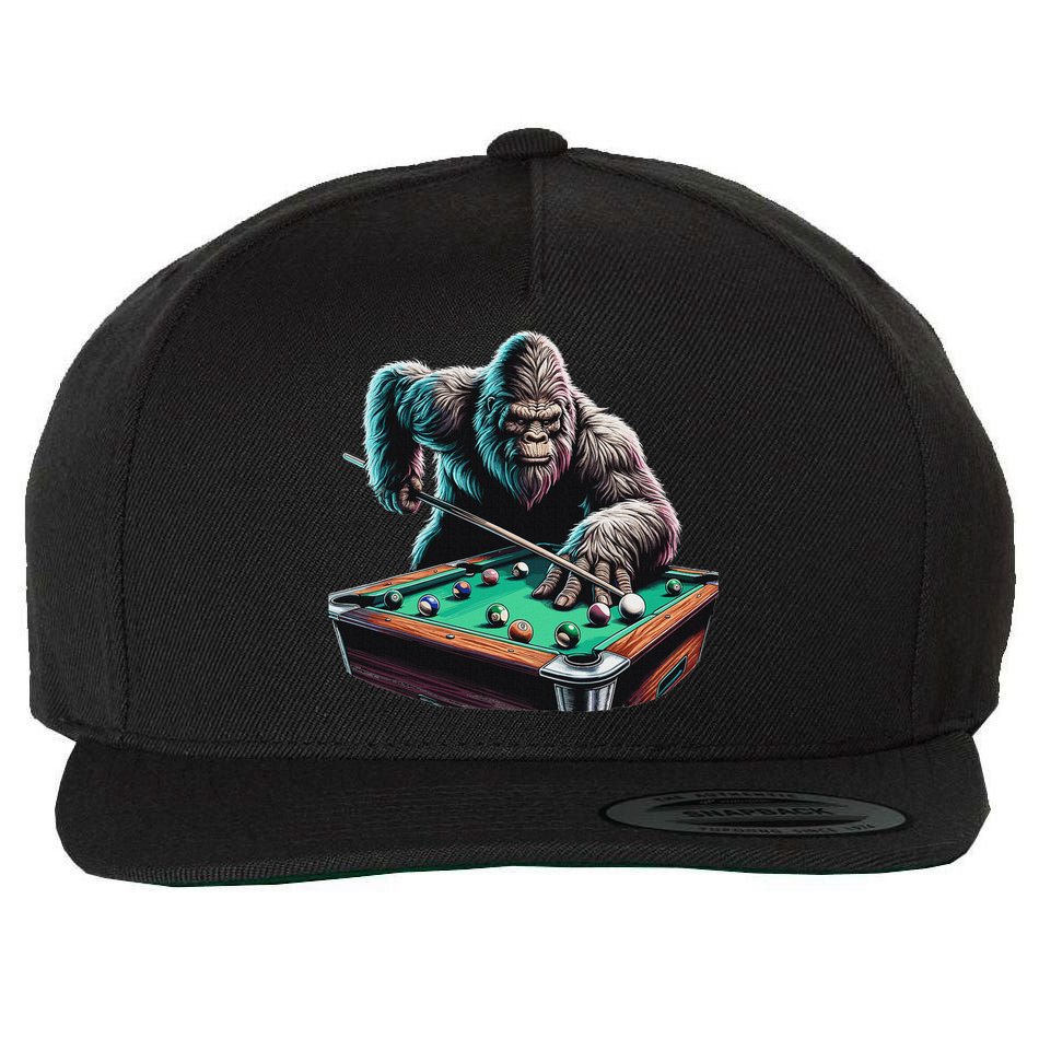 Funny Bigfoot Sasquatch Billiards Pool Player Wool Snapback Cap