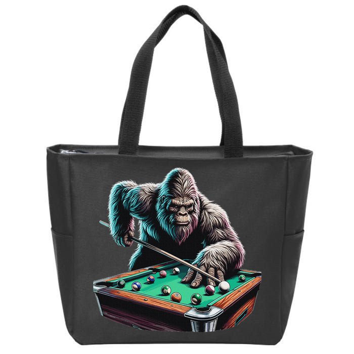 Funny Bigfoot Sasquatch Billiards Pool Player Zip Tote Bag