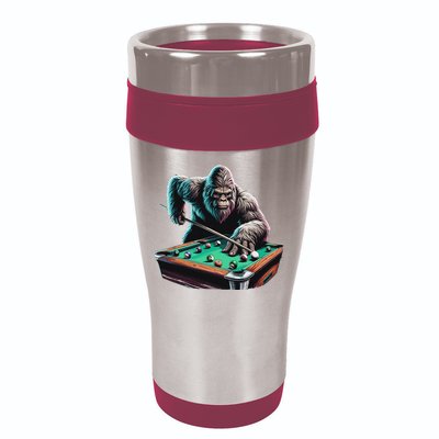 Funny Bigfoot Sasquatch Billiards Pool Player 16oz Travel Tumbler