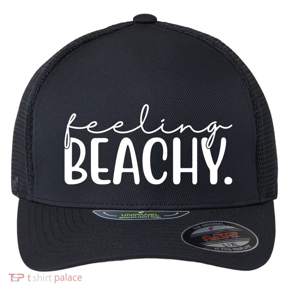 Feeling Beachy Summer Vacation Flexfit Unipanel Trucker Cap