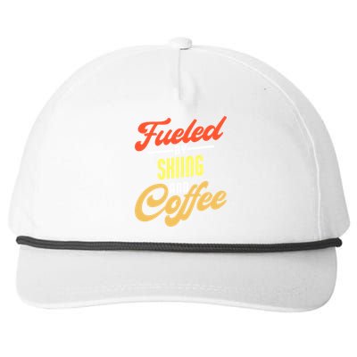 Fueled By Skiing And Coffee Funny Skier Gift Snapback Five-Panel Rope Hat