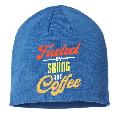 Fueled By Skiing And Coffee Funny Skier Gift Sustainable Beanie