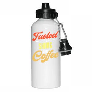 Fueled By Skiing And Coffee Funny Skier Gift Aluminum Water Bottle