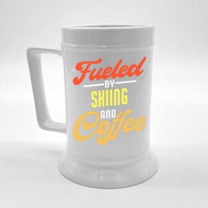 Fueled By Skiing And Coffee Funny Skier Gift Beer Stein