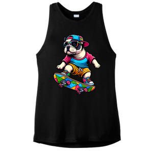 French Bulldog Skater Skateboarding Skateboard Skateboarder Cool Gift Ladies PosiCharge Tri-Blend Wicking Tank