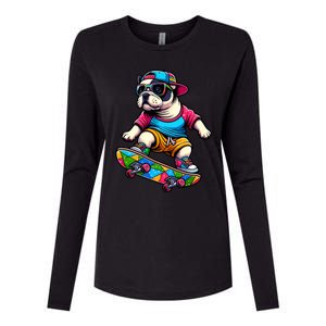 French Bulldog Skater Skateboarding Skateboard Skateboarder Cool Gift Womens Cotton Relaxed Long Sleeve T-Shirt