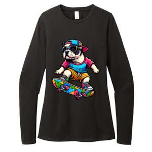 French Bulldog Skater Skateboarding Skateboard Skateboarder Cool Gift Womens CVC Long Sleeve Shirt