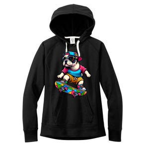 French Bulldog Skater Skateboarding Skateboard Skateboarder Cool Gift Women's Fleece Hoodie