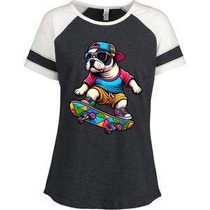 French Bulldog Skater Skateboarding Skateboard Skateboarder Cool Gift Enza Ladies Jersey Colorblock Tee