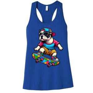 French Bulldog Skater Skateboarding Skateboard Skateboarder Cool Gift Women's Racerback Tank