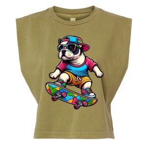 French Bulldog Skater Skateboarding Skateboard Skateboarder Cool Gift Garment-Dyed Women's Muscle Tee