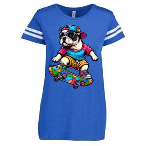 French Bulldog Skater Skateboarding Skateboard Skateboarder Cool Gift Enza Ladies Jersey Football T-Shirt