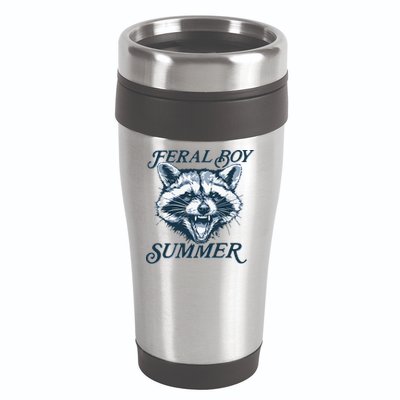 Feral Boy Summer Funny Raccoon Meme Trash Panda Raccoon 16oz Travel Tumbler