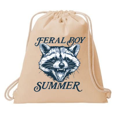 Feral Boy Summer Funny Raccoon Meme Trash Panda Raccoon Drawstring Bag