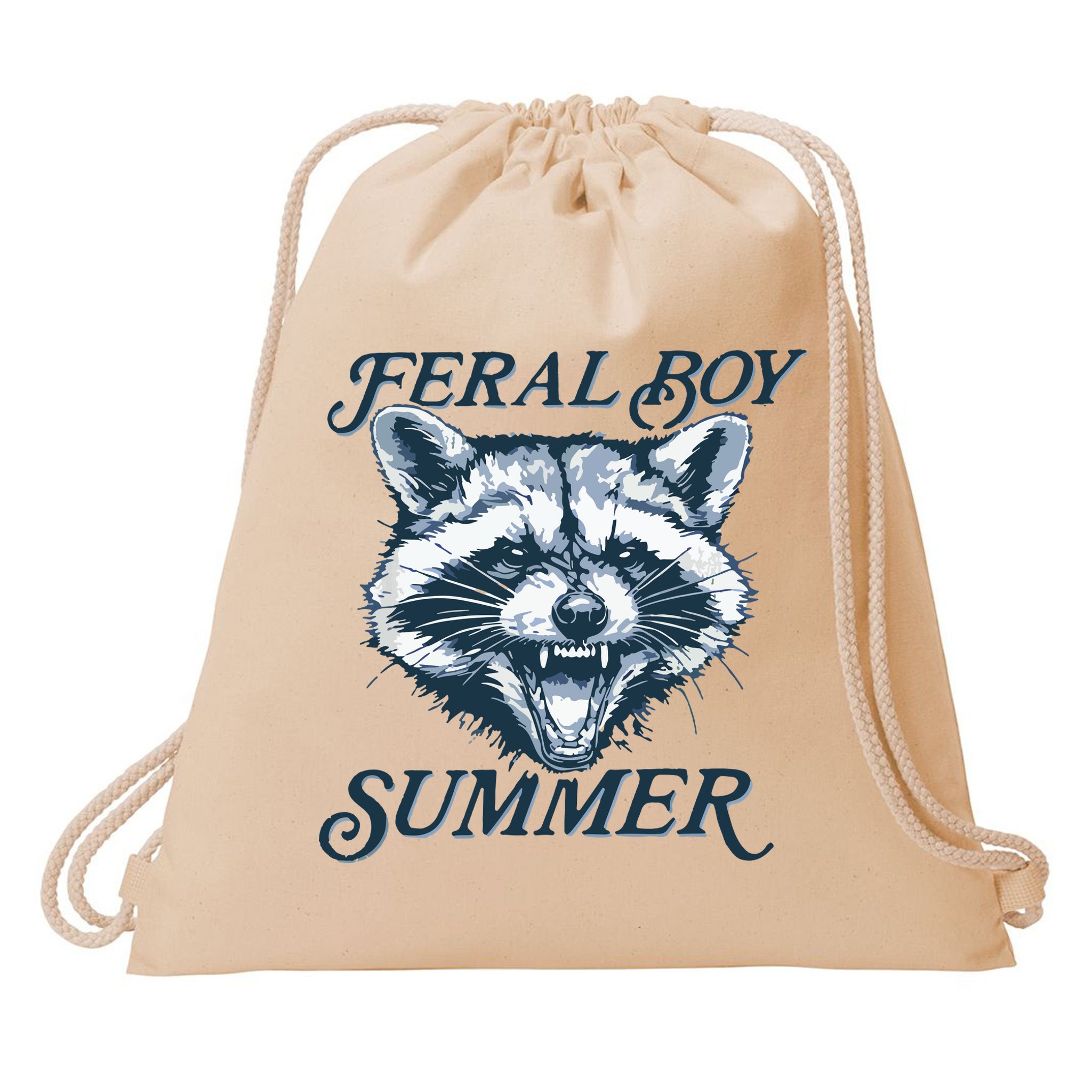 Feral Boy Summer Funny Raccoon Meme Trash Panda Raccoon Drawstring Bag