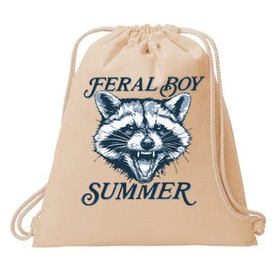 Feral Boy Summer Funny Raccoon Meme Trash Panda Raccoon Drawstring Bag