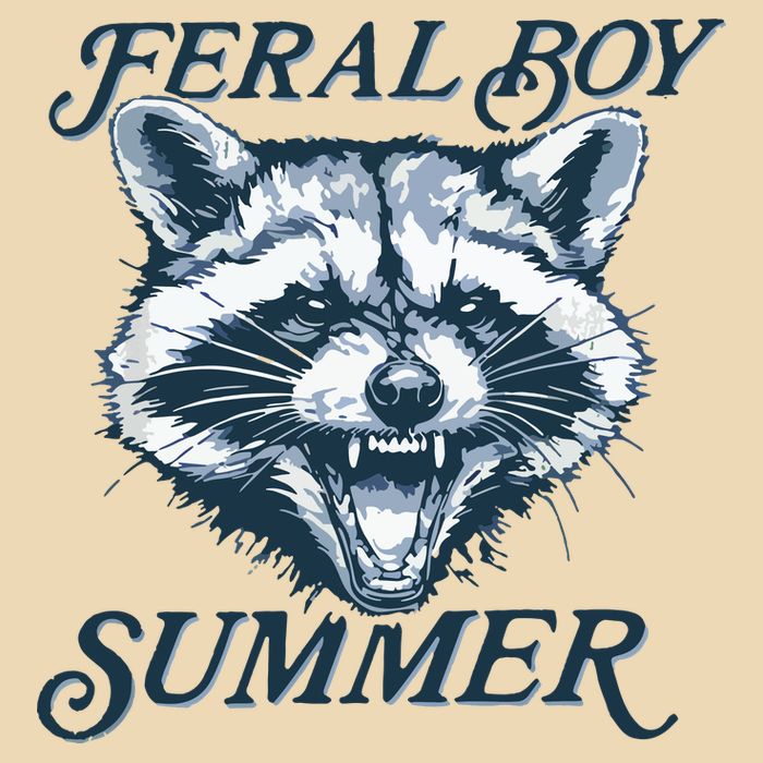 Feral Boy Summer Funny Raccoon Meme Trash Panda Raccoon Drawstring Bag