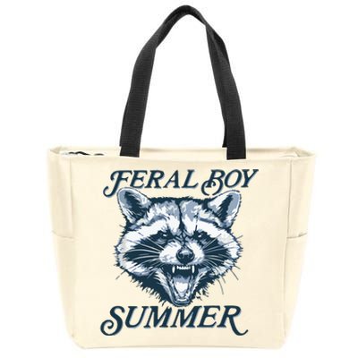 Feral Boy Summer Funny Raccoon Meme Trash Panda Raccoon Zip Tote Bag