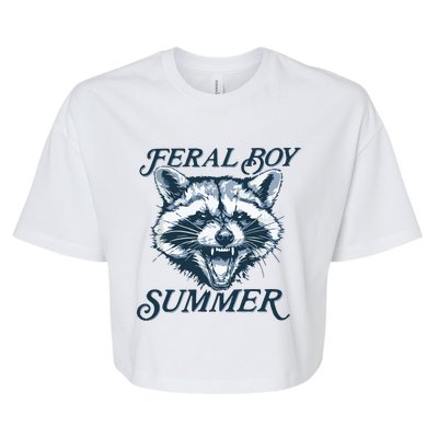 Feral Boy Summer Funny Raccoon Meme Trash Panda Raccoon Bella+Canvas Jersey Crop Tee