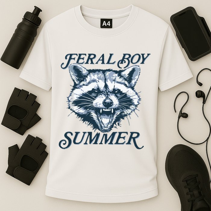 Feral Boy Summer Funny Raccoon Meme Trash Panda Raccoon Performance Shirt