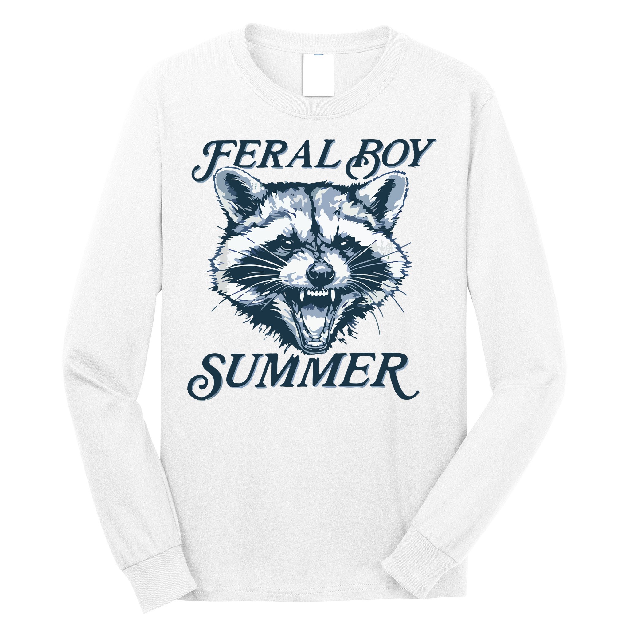 Feral Boy Summer Funny Raccoon Meme Trash Panda Raccoon Long Sleeve Shirt