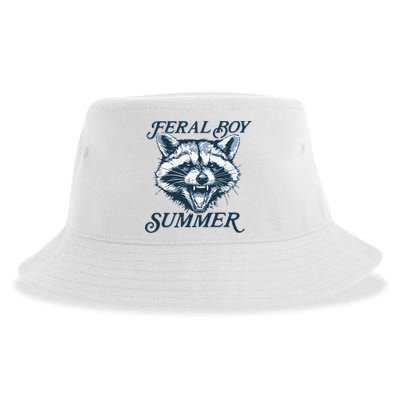 Feral Boy Summer Funny Raccoon Meme Trash Panda Raccoon Sustainable Bucket Hat