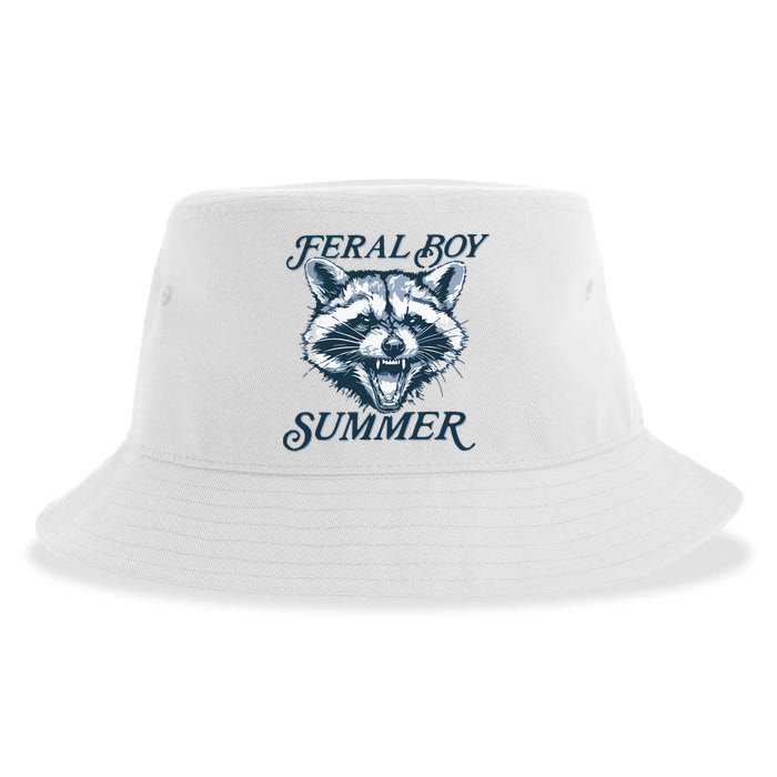 Feral Boy Summer Funny Raccoon Meme Trash Panda Raccoon Sustainable Bucket Hat