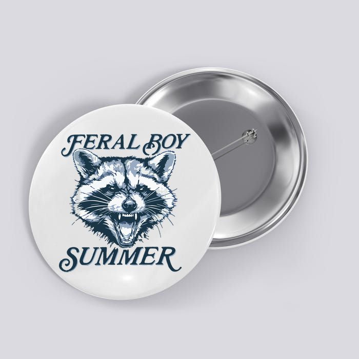 Feral Boy Summer Funny Raccoon Meme Trash Panda Raccoon Button