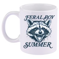 Feral Boy Summer Funny Raccoon Meme Trash Panda Raccoon 11oz C Handle Ceramic Mug