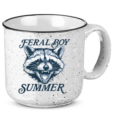 Feral Boy Summer Funny Raccoon Meme Trash Panda Raccoon 15oz Campfire Ceramic Mug