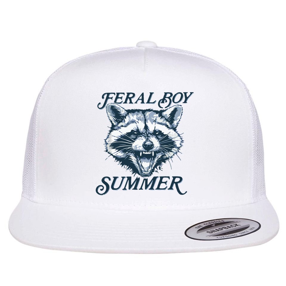 Feral Boy Summer Funny Raccoon Meme Trash Panda Raccoon Flat Bill Trucker Hat