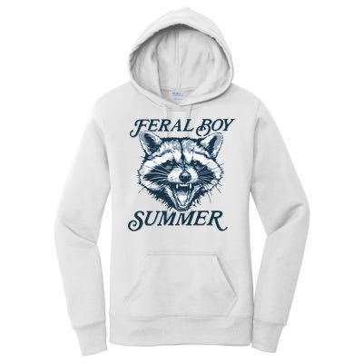Feral Boy Summer Funny Raccoon Meme Trash Panda Raccoon Women's Pullover Hoodie