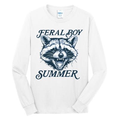 Feral Boy Summer Funny Raccoon Meme Trash Panda Raccoon Tall Long Sleeve T-Shirt