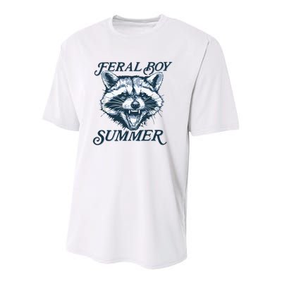 Feral Boy Summer Funny Raccoon Meme Trash Panda Raccoon Youth Performance Sprint T-Shirt