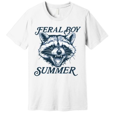 Feral Boy Summer Funny Raccoon Meme Trash Panda Raccoon Premium T-Shirt