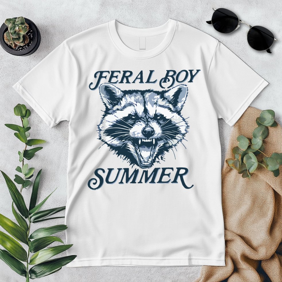 Feral Boy Summer Funny Raccoon Meme Trash Panda Raccoon Premium T-Shirt